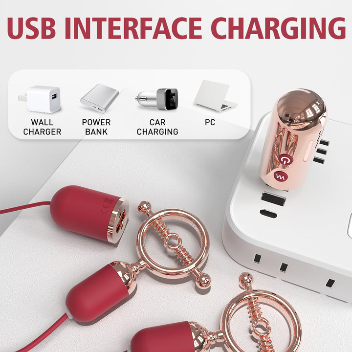 YoYoLemon Wiederaufladbare vibrierende Nippelklemmen, Nippelspiel, Nippel-Teaser