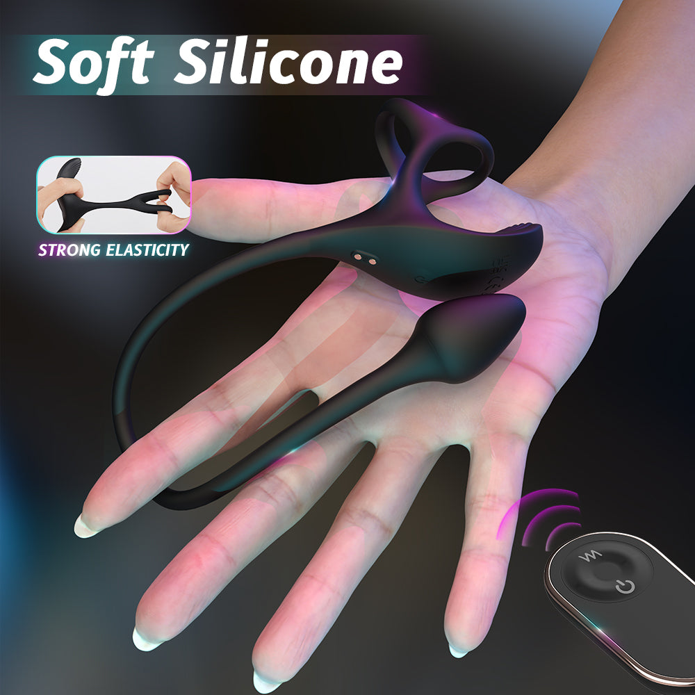 YoYoLemon Vibrierende Penisringe Anul Plug Vibrator mit Hodenstimulator für Männer