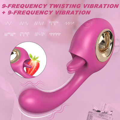 YoYoLemon G-Punkt-Dildo-Vibrator, 2-in-1 Klitoris-Zungenlecken und vibrierender Rosen-Sexstimulator für Frauen, Sexspielzeug für Erwachsene