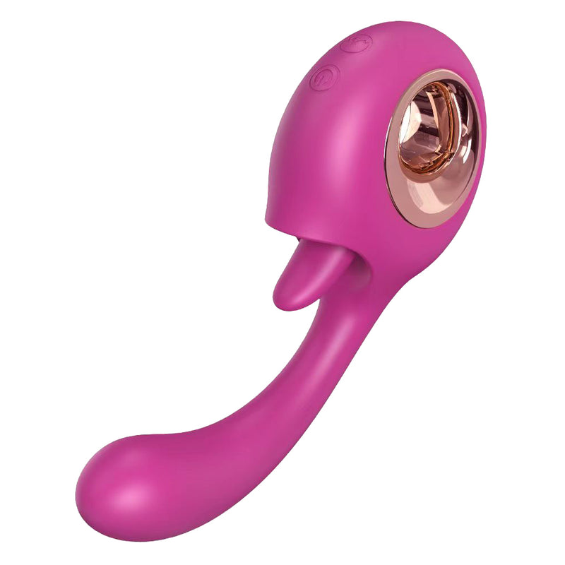 YoYoLemon G-Punkt-Dildo-Vibrator, 2-in-1 Klitoris-Zungenlecken und vibrierender Rosen-Sexstimulator für Frauen, Sexspielzeug für Erwachsene